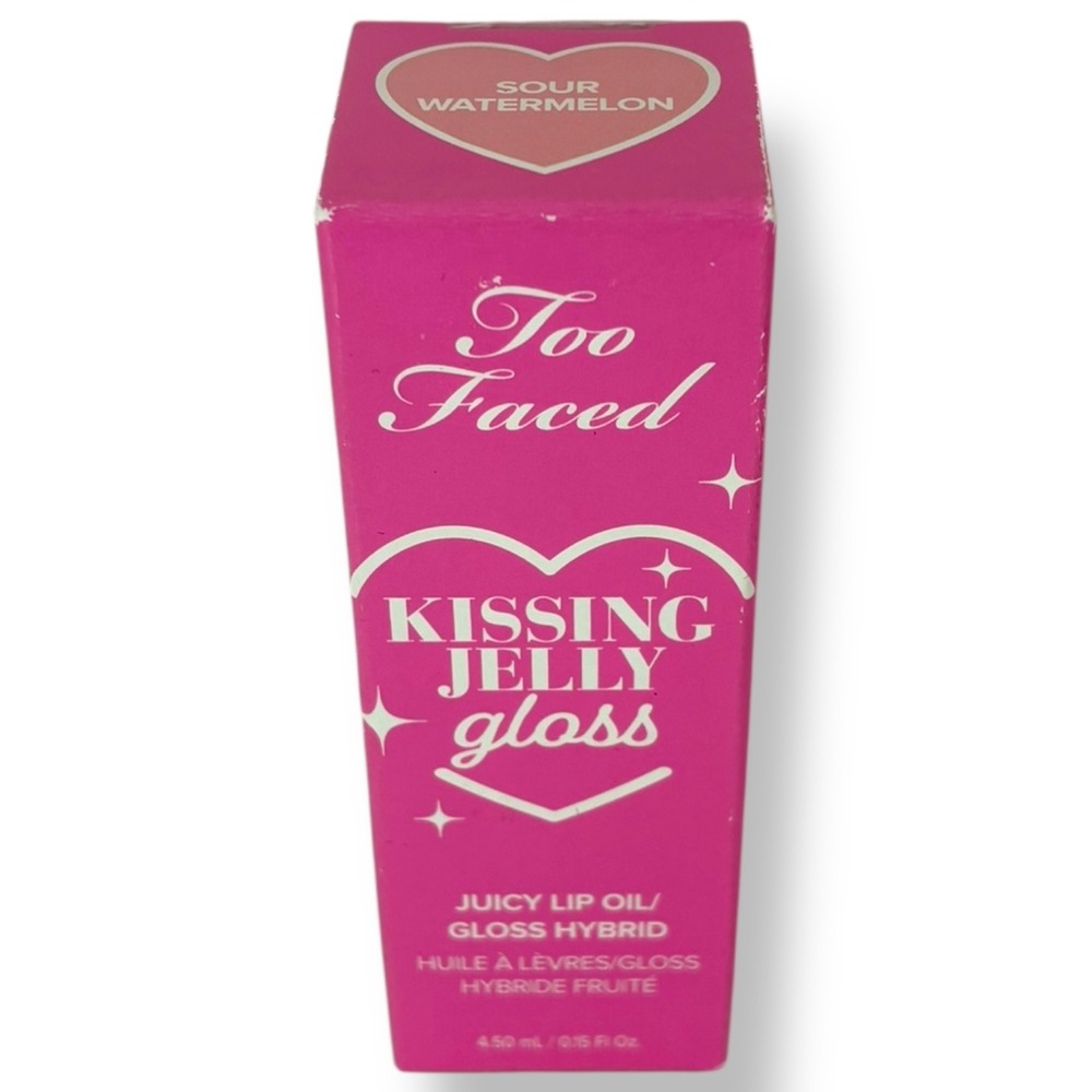 Too Faced Kissing Jelly Gloss Sour Watermelon Lip Oil Gloss Hybrid 0.15oz